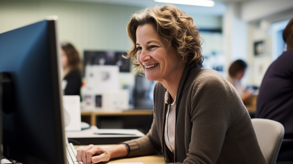 Exemple d'une femme épanouie dans son environnement de travail