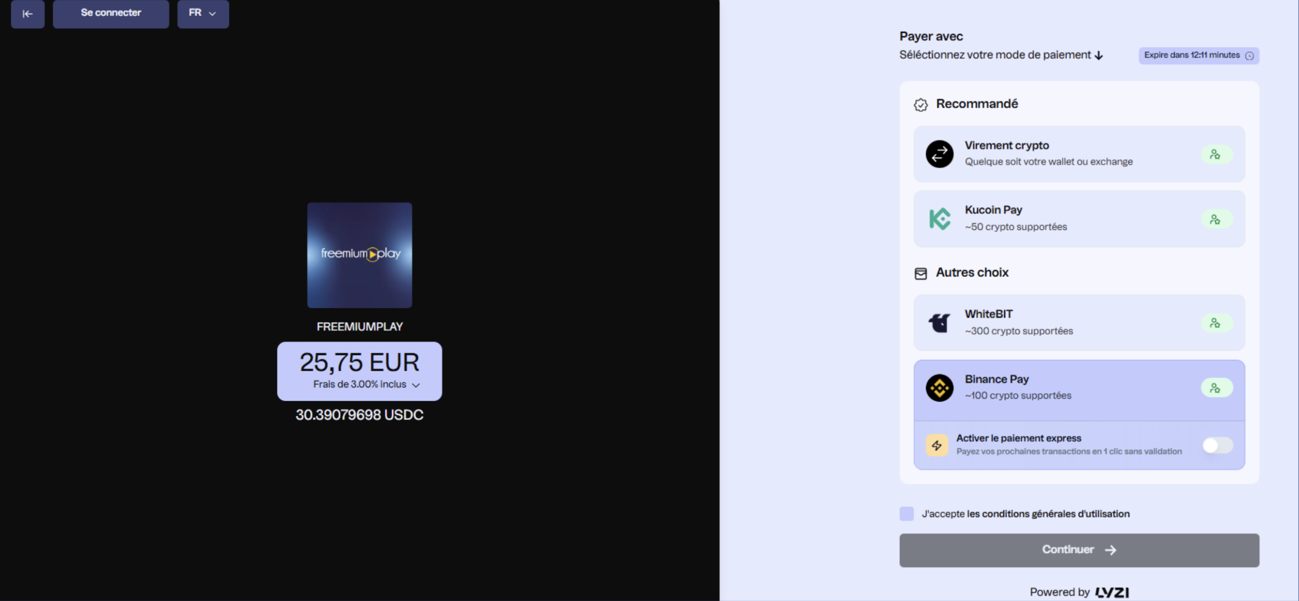 Avec Lyzi, vous payez en cryptomonnaie.